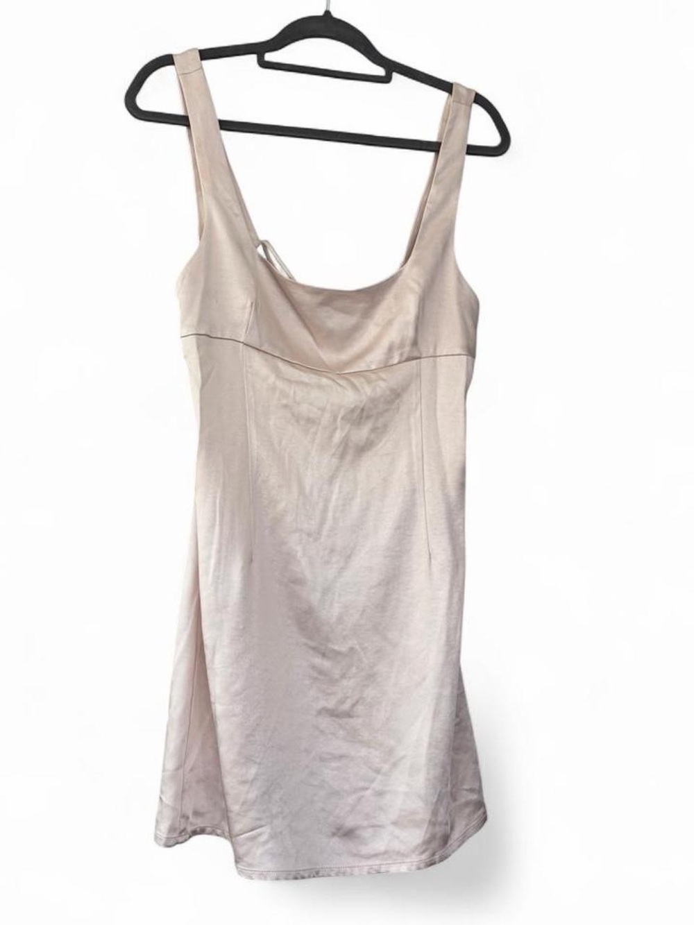 Silky Nude Slip Dress with Scoop Neck